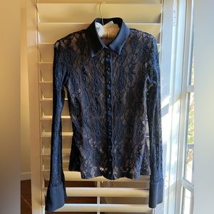 Ann Fontaine Button Down Lace Shirt